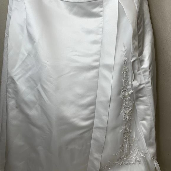 Wedding A Line Beaded Gown Long Train Dress White - Picture 9 of 14